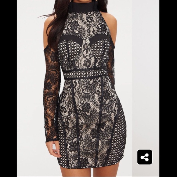 pretty little thing black lace dress